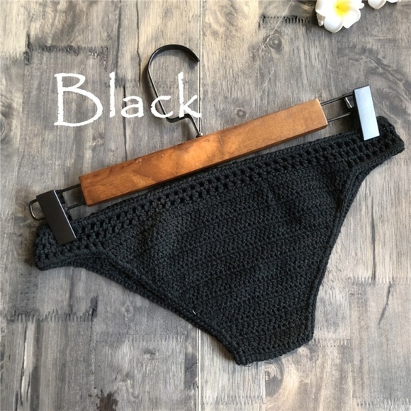 Crochet Bikini Bottoms Handmade Black or White - Picture 3 of 6